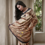 Cotton tie dye with hand stitch work saree