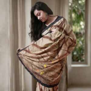 Cotton tie dye with hand stitch work saree