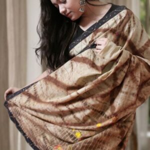 Handstitch tie dye cotton saree by Abhrikaa